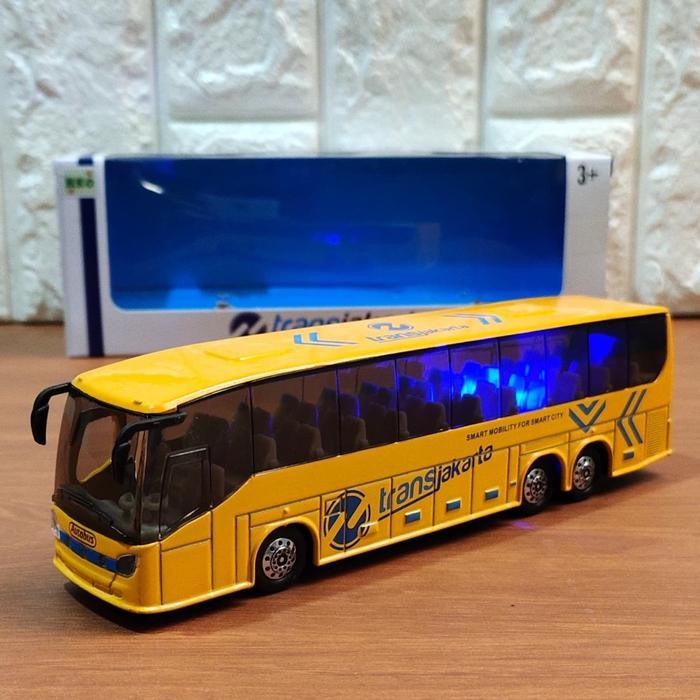 Diecast Transjakarta Bus Miniatur Material Besi Ada Lampu