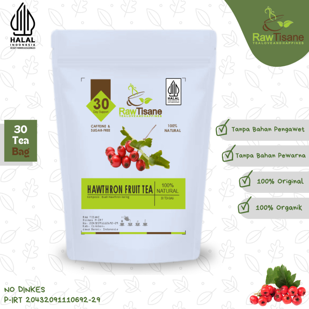 

RAW TISANE Hawthorn Fruit Tea : Teh Celup Buah Hawthorn Berry Isi 30 Tea Bag
