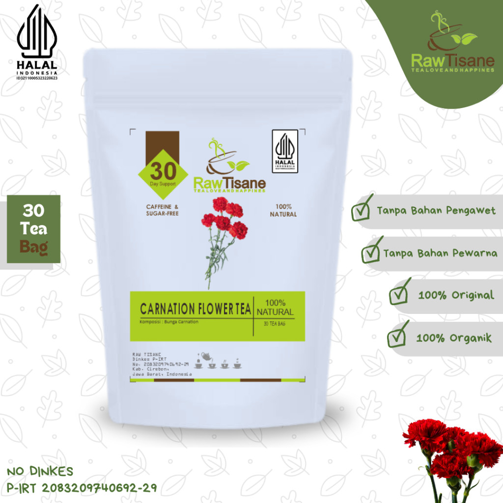 

RAW TISANE Carnation Flower Tea : Teh Bunga Carnation Isi 30 Tea Bag