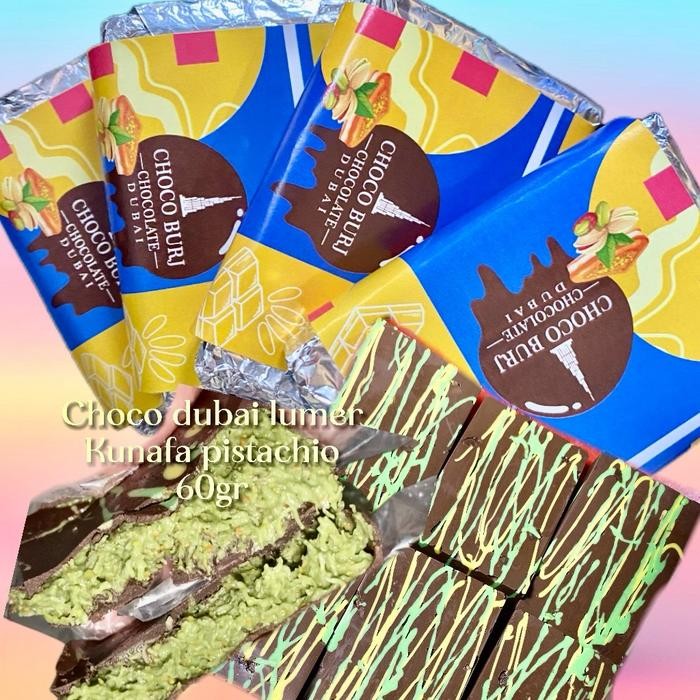 

[mini] Coklat dubai lumer kunafa pistachio 60gram packing kardus bublewarp New