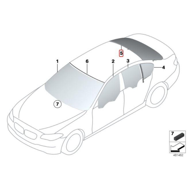 Original Bmw Seri 5 F10 Kaca Belakang + Seal Karet Kode 070