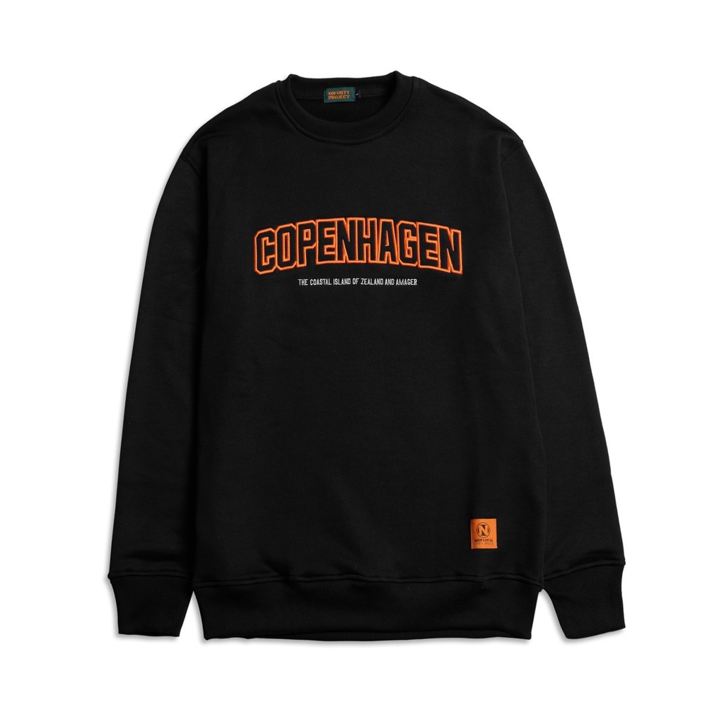 Vall Switer Hodie Crewnek Copenhagen Hitam Pria Crawneck Keren Cn Cowok Crunek Remaja Krunek Tebal