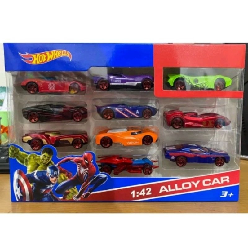082550 - Mainan Diecast Mobil HOT WHEELS Karakter Avengers Isi 10 PCS