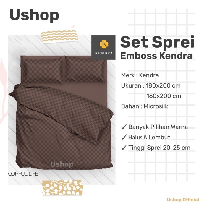 KENDRA Polos Sprei 180x200 / 160x200 Tinggi 25 Cm - Limestone Sky Gray