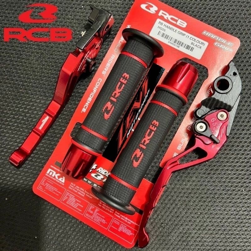 Handgrip RCB Original HG55 + Jalu Stang CNC + Handle Rem Stelan CNC Handgrip Motor Nmax Aerox