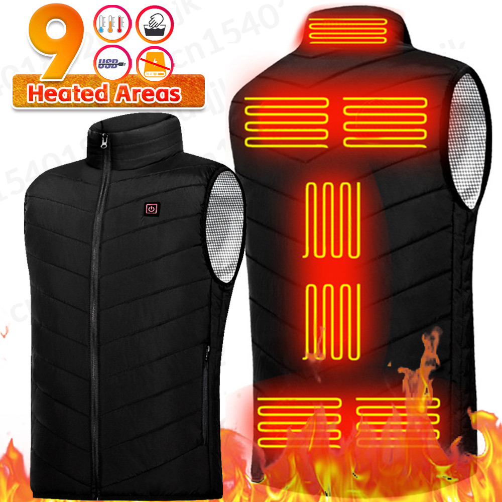 9Areas Heated Vest Men Women Electric Heating Vest Usb Heated Jacket Heated Vest Bodywarmer Heated