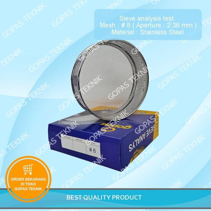 Sieve Ayakan Mesh 8, Test Sieve Mesh #8, Aperture : 2.36 mm