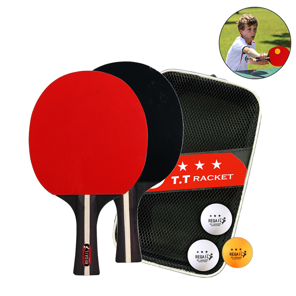 Table Tennis Racket 2 Rackets & 3 Balls Ping Pong Paddle Professional Ping Pong Paddles Set With Bag