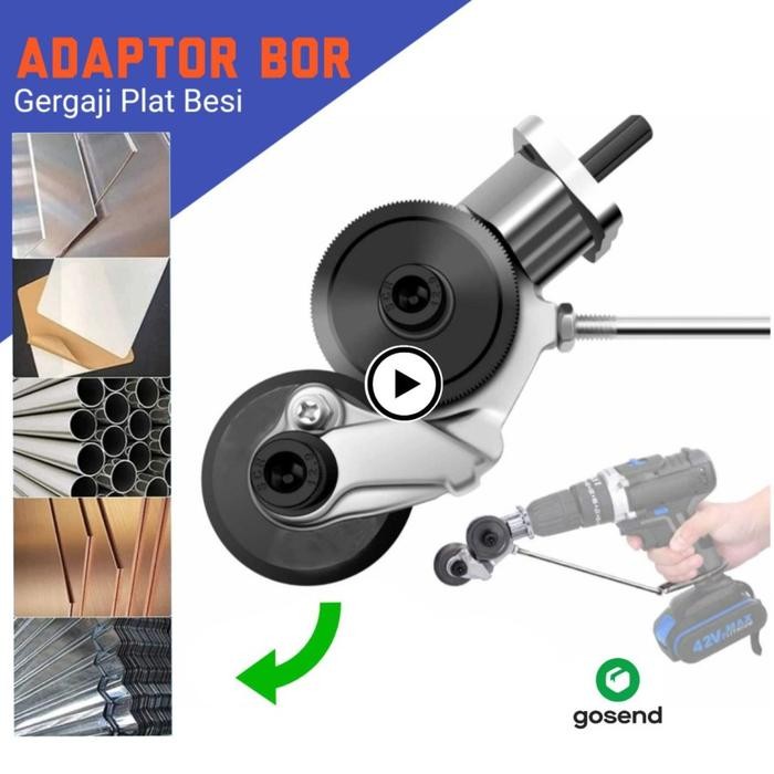 Adaptor Bor Gergaji/Gunting Potong Plat Seng Spandek Lembaran Pipa