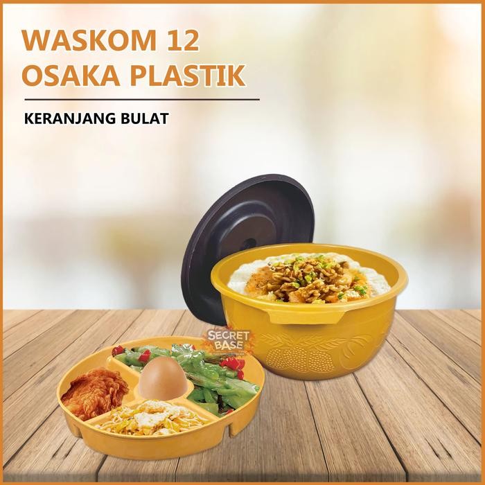 [COD] (ISI 12pcs) BASKOM SEKAT TUTUP - Baskom Hajatan / Waskom / Wakul / Bakul Nasi Plastik
