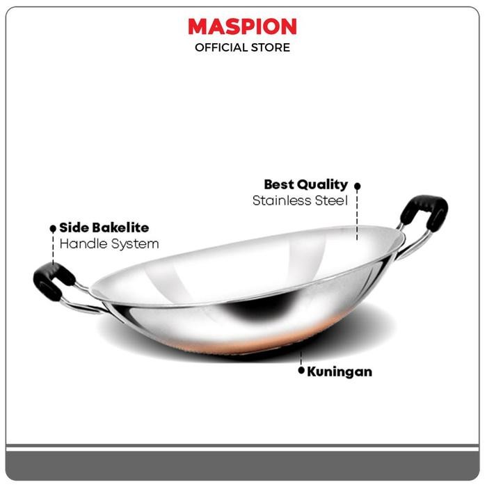 Maspion Chainess Wok 30 cm - Wajan Kuningan Stainless Steel
