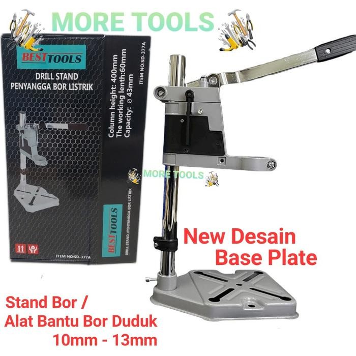 Paket Stand Drill Mesin Bor Tangan Alumunium Base + Vice Drill Clamp