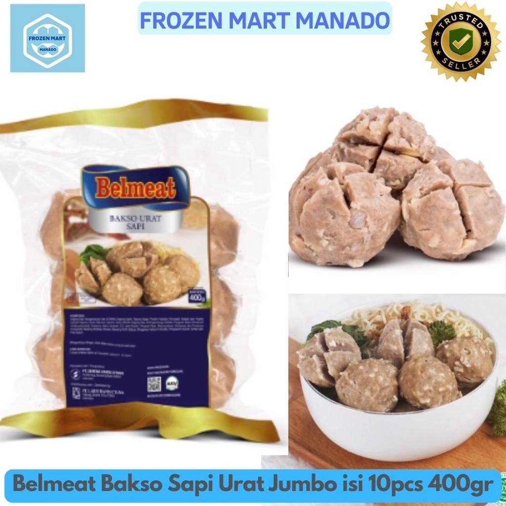 

Belmeat Bakso Sapi Urat Jumbo isi 10pcs 400gr - Frozen Food Tomohon