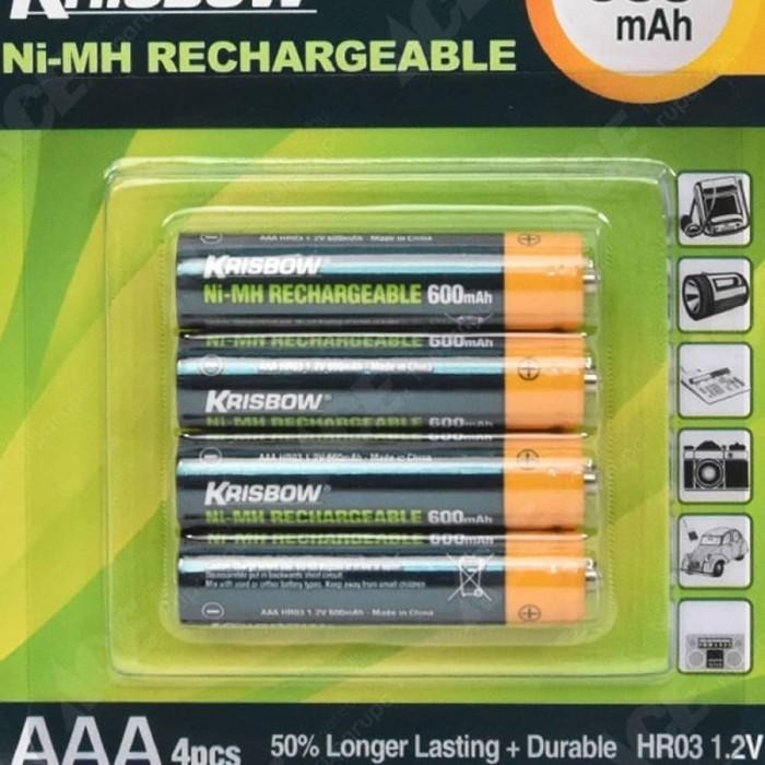 Krisbow Set Baterai Rechargeable Size Aaa 900 Mah+Fast Charger 8 Slot