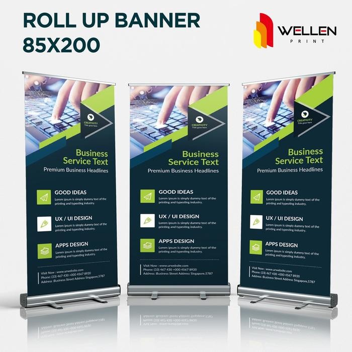 

Cetak / Print Roll Up Banner 85 X 200 Cm Stainless Albatros Laminasi Terlaris