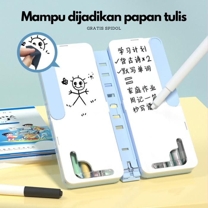 

KOTAK PENSIL LIPAT / TEMPAT PENSIL MULTIFUNGSI(FREE STIKER&SPIDOL)