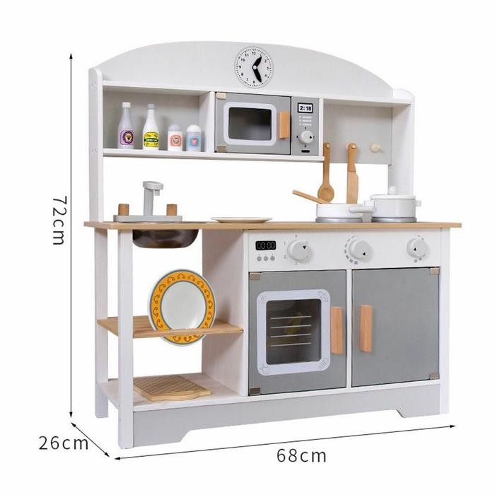 wooden kitchen set grey - kitchen set anak - dapur anak - mainan dapur gals