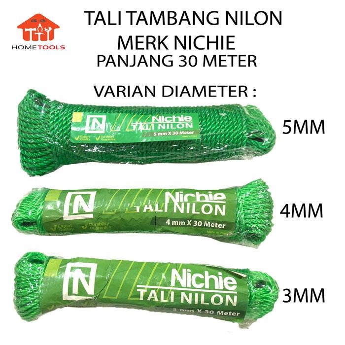PREMIUM Tali Tambang Nilon Panjang 30 Meter NICHIE Varian Diameter 3mm-4mm-5mm
