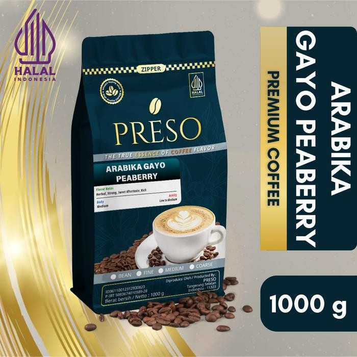 

PRESO Kopi Arabika Gayo Peaberry 1000 Gram