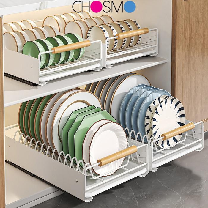 PREMIUM Rak Piring Pengering Piring Lemari Dapur Tarik Keluar Rak Piring