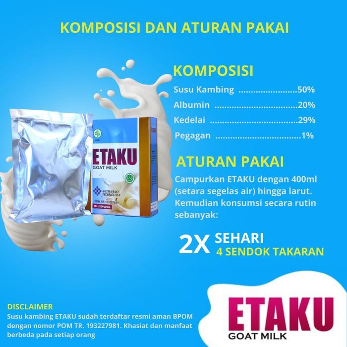 

BARANG TERLARIS Susu Kambing Etaku Herbal Pemulihan Pasca Patah Tulang, Suplemen Patah Tulang,