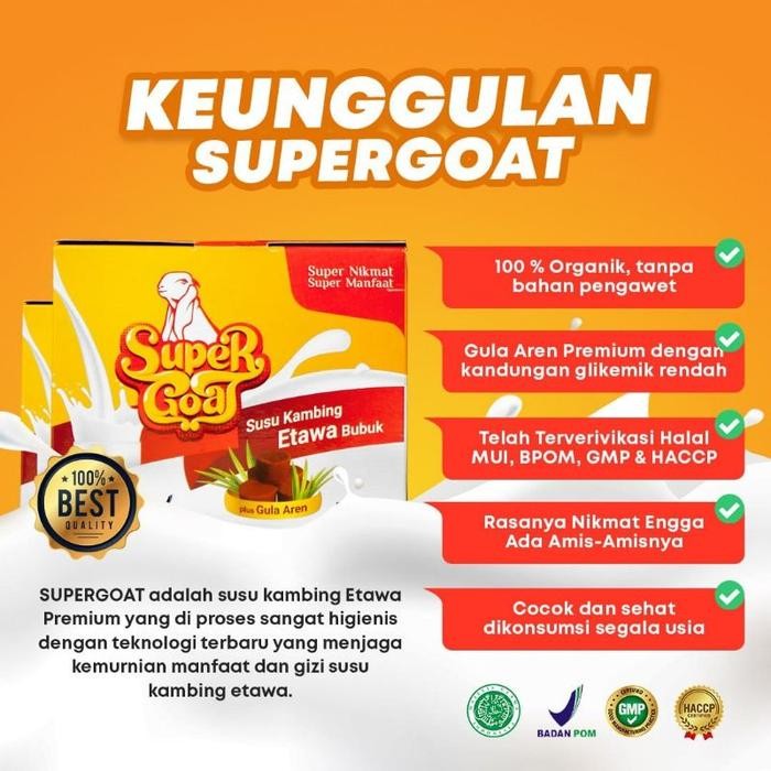 

BARANG TERLARIS Supergoat Susu Kambing Etawa Gula Aren Perbox Isi 10 Sachet Promo - Dairy - Milk