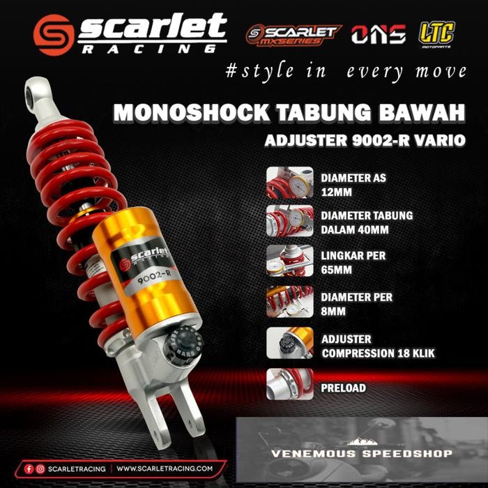 Shock Shockbreaker Scarlet Racing Tabung Bawah Matic Vario125/150 Adju