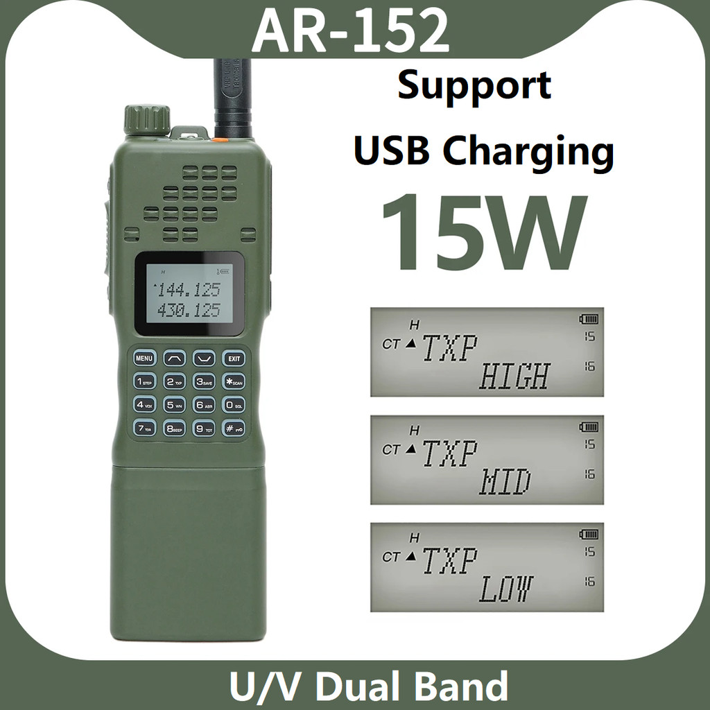 Baofeng AR-152 Walkie Talkie 15W Dual Band 12000mAh VHF UHF Long Range High Power USB Portable Tacti