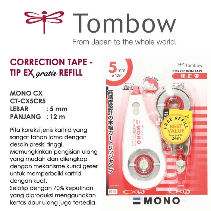 

tombow mono cx5cr5 tipex kertas tape correction 5mmx12m made in japan kode 834