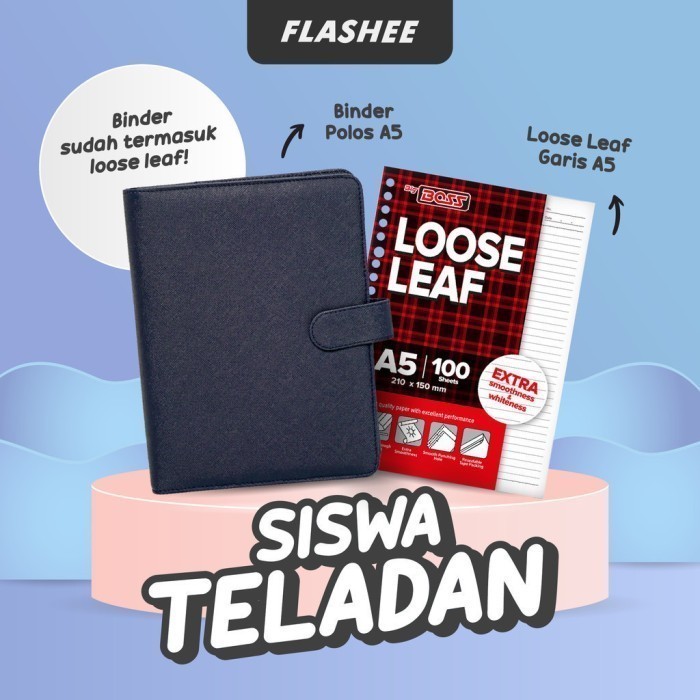 

FLASHEE PAKET BINDER A5 SET SUDAH TERMASUK LOOSE LEAF ISI 100 LEMBAR PAKET SISWA TELADAN KODE 105