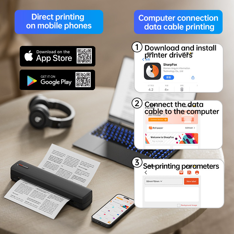 Mini A4 Tattoo Printer Portable Wireless Stencil Printer Tattoo Transfer Thermal Copier Comes