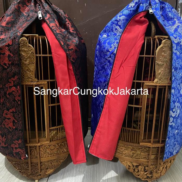 Kerodong Sangkar Cungkok Double Layer Motif Naga Ori Cungkok
