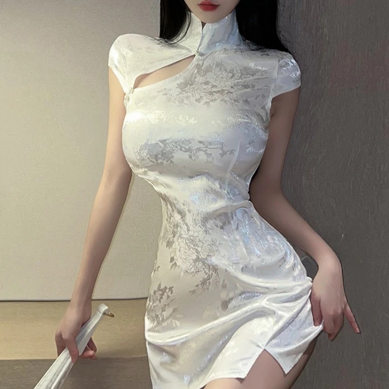 Vintage Chinese traditional cheongsam skirt sexy Chinese mini slim split dress cosplay costume women