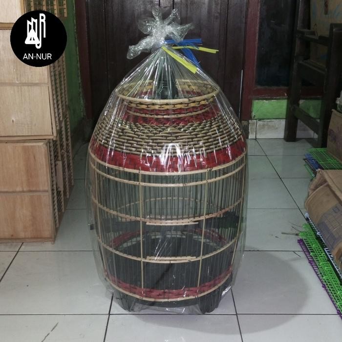 KANDANG BURUNG PERKUTUT ROTAN RAJUT SINTETIS MODEL BIASA - SANGKAR BURUNG