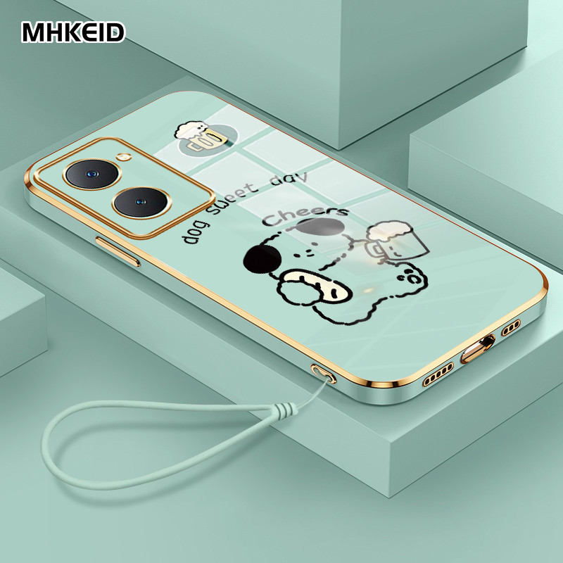 MHKEID Casing Hp Untuk VIVO Y03 Y18 Y18E Y28s Y28 5G Y28 2024 4G Case Casing pola Kucing dan anjing 