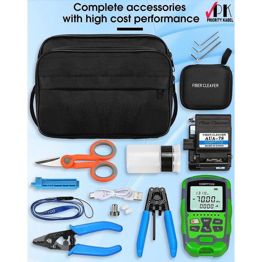 ToolSet Fiber Optic FO AUA-MC70 Fiber Tool Kit Alat Fiber Optik Alat Serat Optik Kit POWER Set Alat
