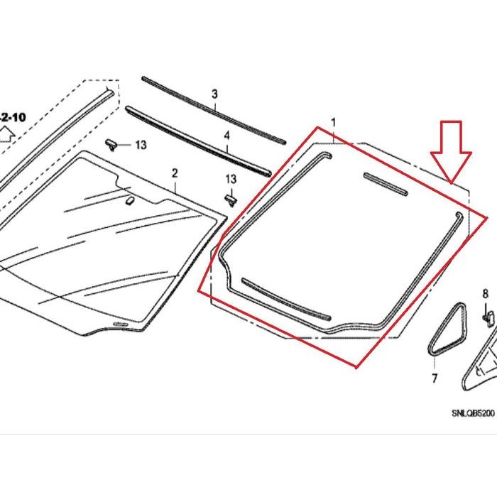 Karet List Kaca Depan Bagian Dalam Civic Fd 2007-2012 Original Kode 099