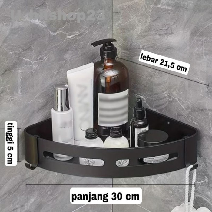 PREMIUM Rak Sudut Segitiga 3 susun Kamar Mandi Stainless Hitam Rak Tempat Sabun Kamar Mandi Rak