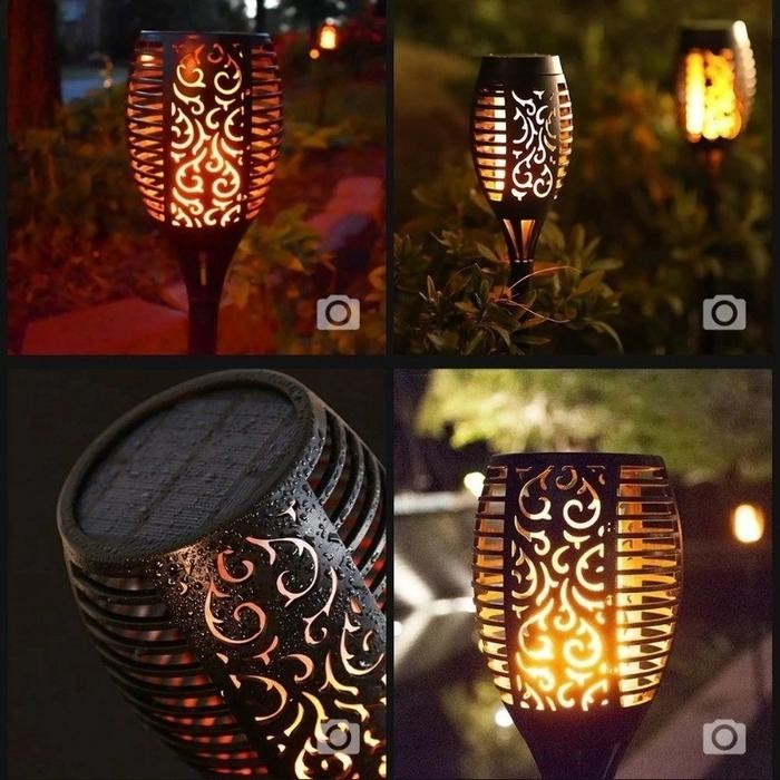 PREMIUM Solar Flame Light / Lampu Taman Obor / Lampu Tenaga Surya Tancap BESAR/ Lampu Taman Model