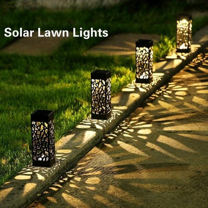 PREMIUM Lampu Solar Taman Panjang Kotak / Lampu Taman Tancap Model Minimalis Outdoor Sensor Cahaya