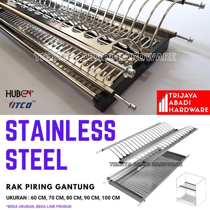 PREMIUM Rak Piring Gelas 60 cm Stainless Steel - Rak Dapur
