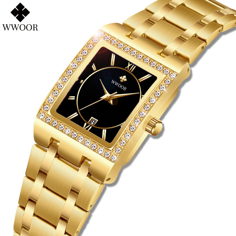 WWOOR Jam Tangan Emas Baru 8858 Jam Tangan Wanita Jam Tangan Gelang