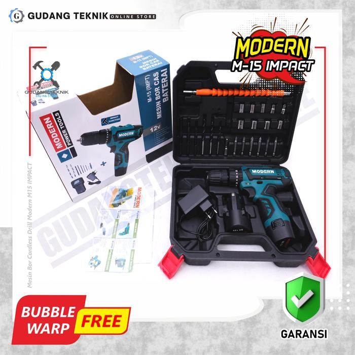 Bor Cordless Modern M 15 Impt - Mesin Bor Baterai Modern 12V Cordless