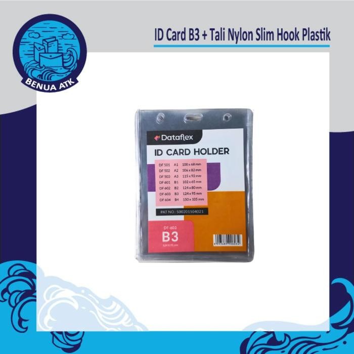 

[Deli Atk] Bundling Id Card B3 + Tali Nylon Slim Hook Plastik [Cbt-Nylk]