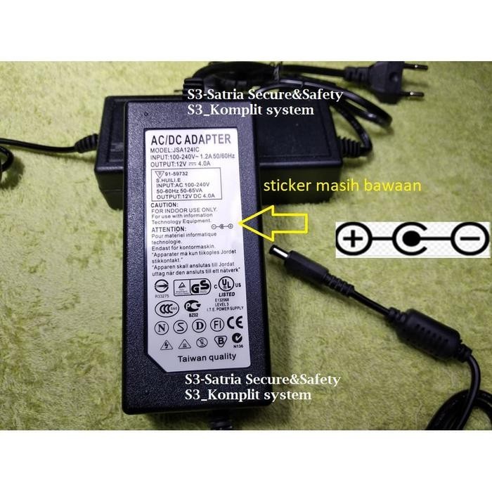 POWER SUPPLY ADAPTER 12V 4A DC TERBALIK MINUS DALAM 3A 2A 1250MA 1,5A