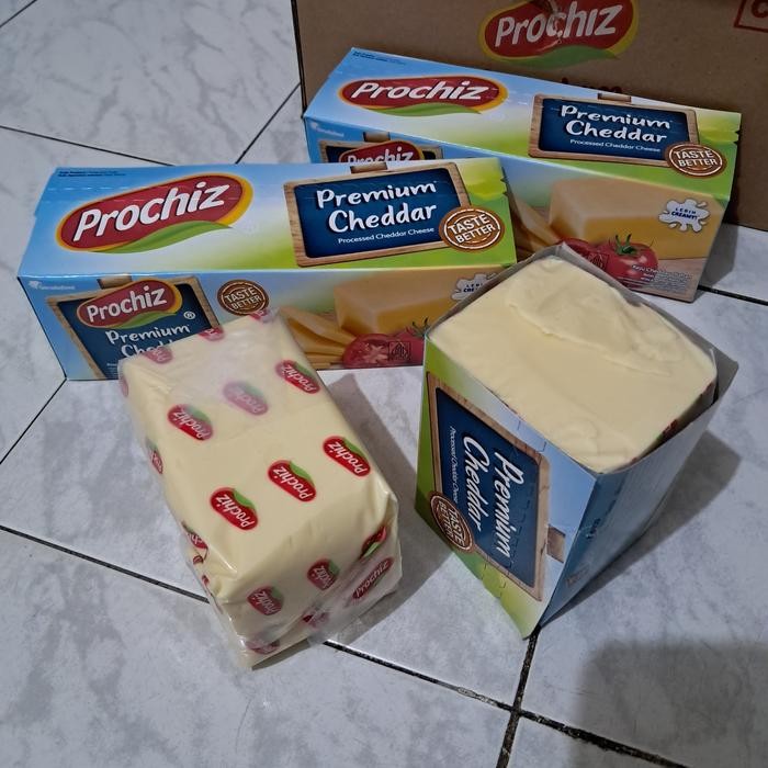 

Prochiz Premium Cheddar repack 1kg / Keju Prochiz Cheddar Premium cheese 1 kg