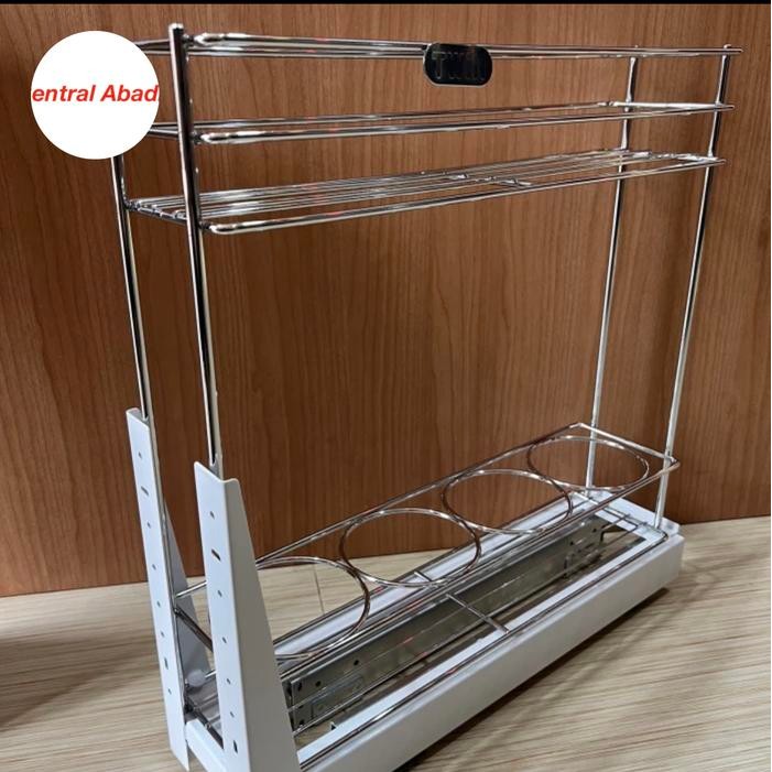 Rak Botol Kitchen Set Tarik 15Cm Rak Botol Dan Rel Rak Bumbu Stainle