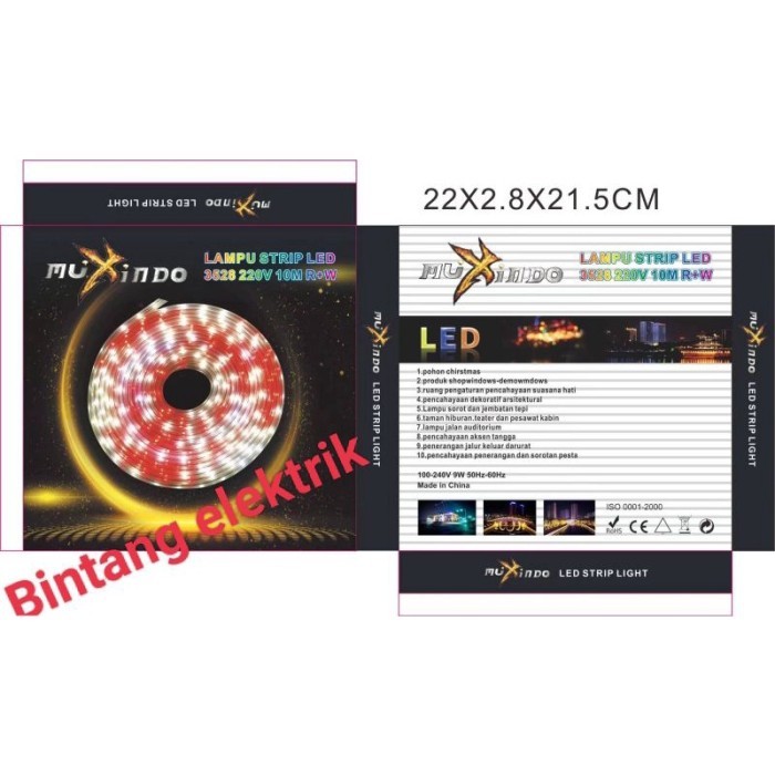 (Expert) lampu selang Merah putih LED Strip light MUXINDO 8 meter
