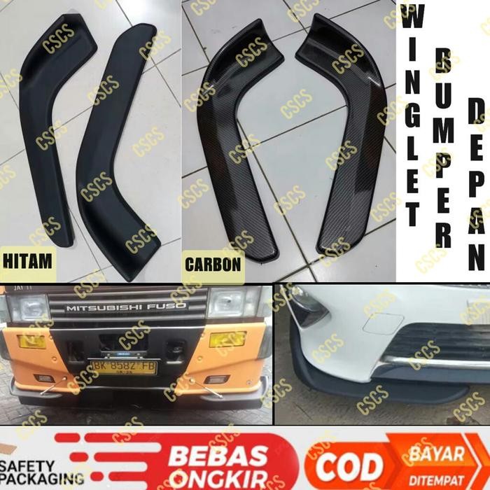 Winglet Lips Bumper Depan Hitam Carbon Mobil Universal Avanza Xenia
