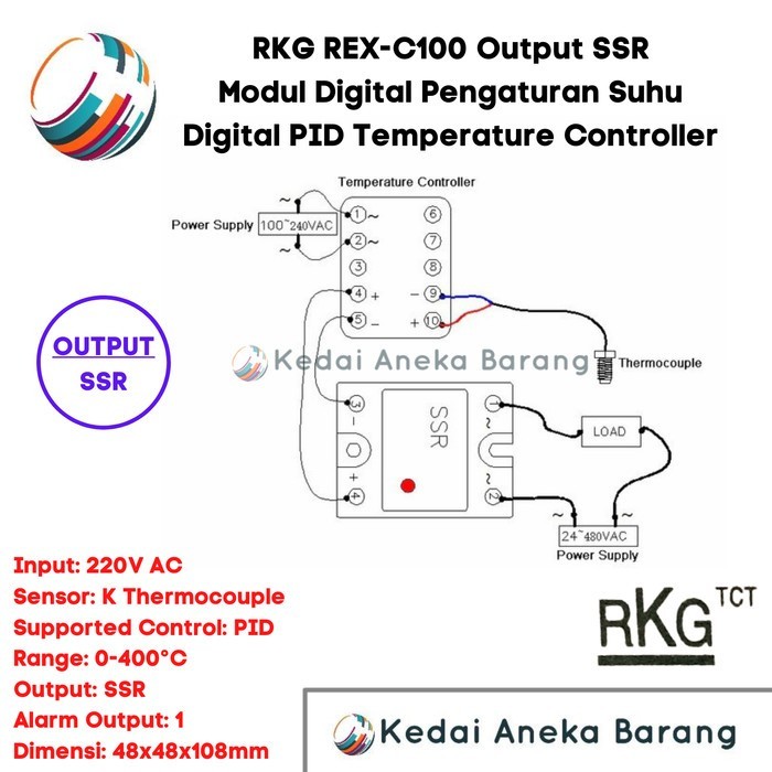 (Expert) PID Rex C100 Rex-C100 Temperatur Temperature Controller Output SSR